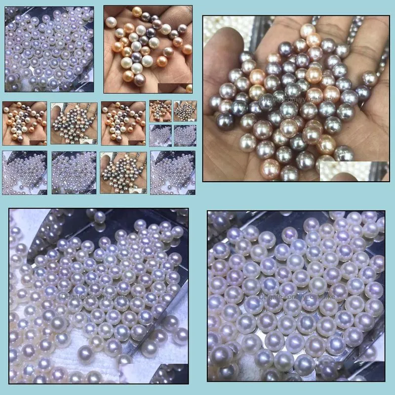 8-9mm Single Pearl White Pink Purple Natural Pearl Loose Beads Freshwater Pearl Women`s Gift