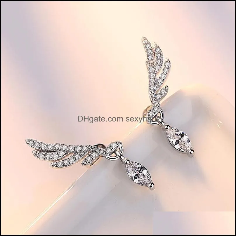 Other Fashionable Horse Eye Angel Wing 925 Sterling Silver Earrings Studs Female Ear Jewelry G26