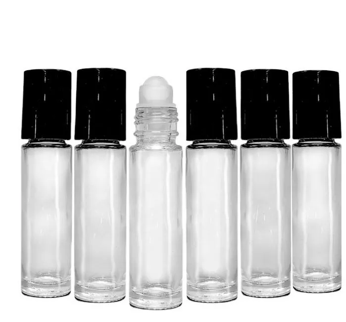 2021 10 Ml 1/3Oz Bottiglia di vetro Roll On Fragranza vuota Profumo Bottiglia di olio essenziale Rullo di vetro Roll-On Tappo di plastica nera Bottiglia