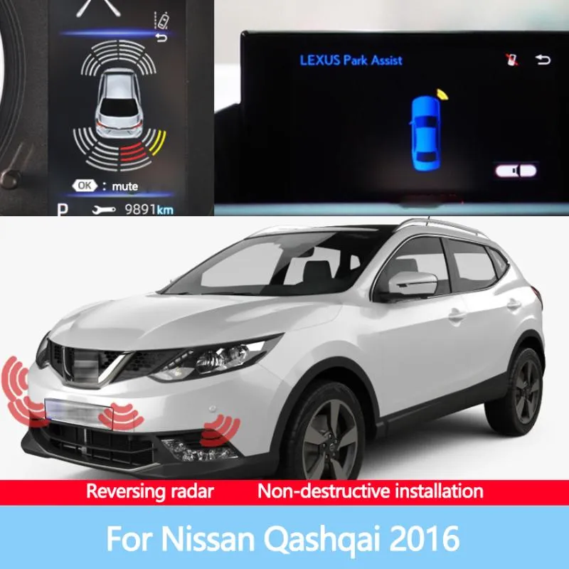 Car Rear View Cameras& Parking Sensors Sensor Reverse Backup Radar 8 Probes Beep Show Distance On Display Video System For Qashqai 20