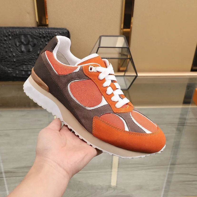 run away sneakers suède kalfsleer patchwork oranje Herenschoen Ebene komeetachtig spoor aan de zijkant Runner Luxurys Designer Sneaker Trainer vrijetijdsschoenen