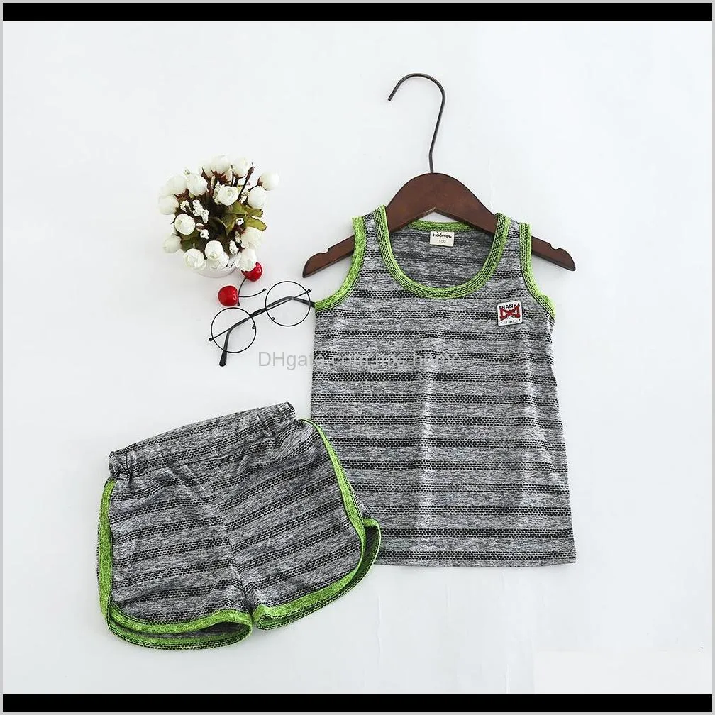5 clors summer new children`s sportwear baby boy embroidery striped vest suit boys jersey kids sportwear sets
