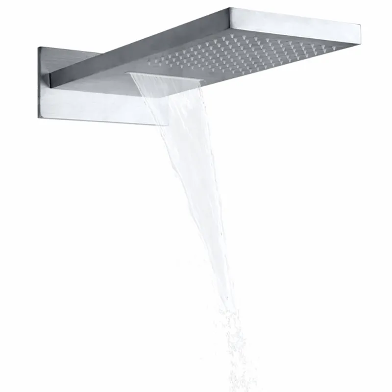 Brushed Nickel 50X23CM Shower Faucets Bathroom In Wall Mounted Bifunctional Rainfall Waterfall Shower Head