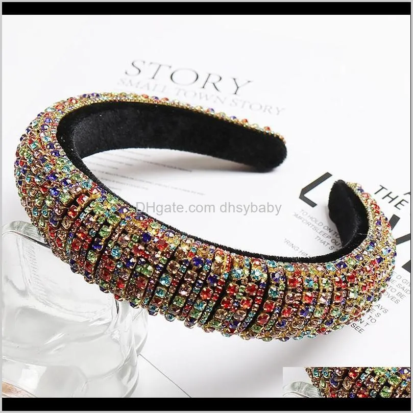 colorful baroque  headband for women luxury shiny padded diamond hairband hair accessories