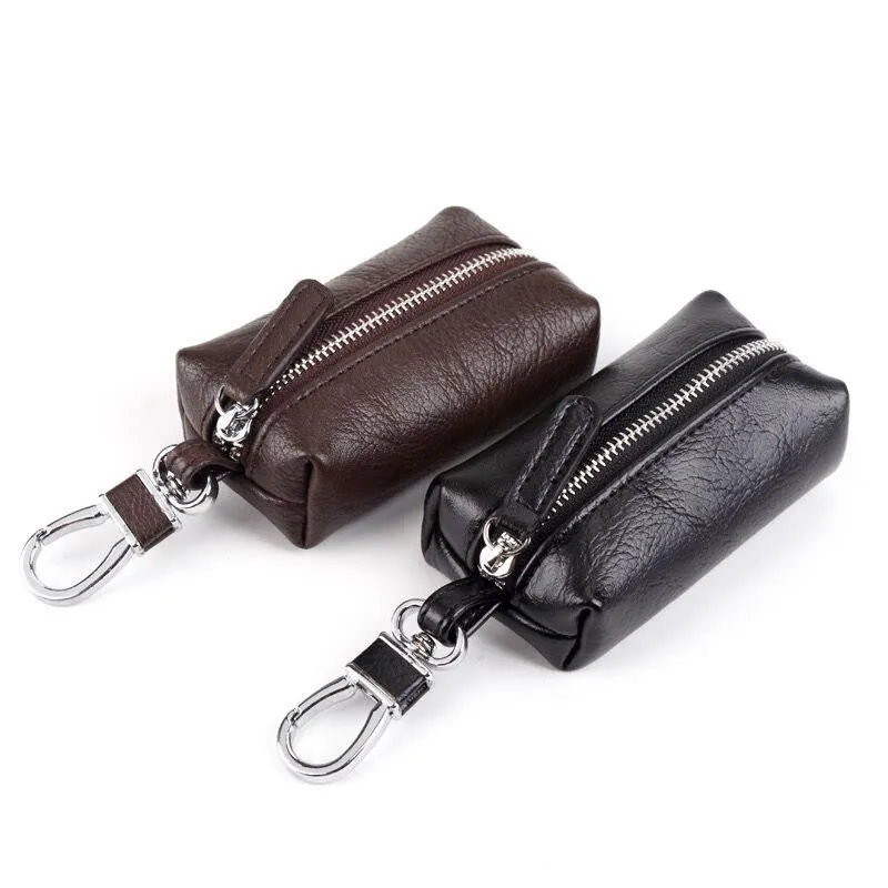 Männer Frauen Taschen Leder Auto Schlüssel Brieftasche Organizer Ring Halter Fall Schlüsselbund Geldbörse Tasche Münze Geldbörsen Halter Porte Monnaie Homme brieftaschen