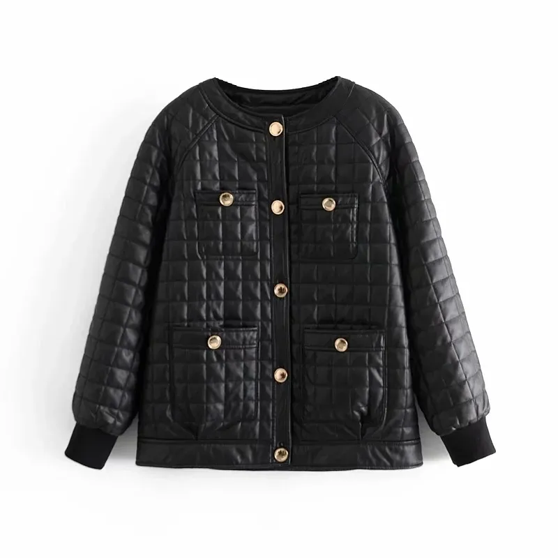 冬の製品ラウンドネックゴールドシングルブレストラグランスリーブ厚い緩いジャケットコート女性210521