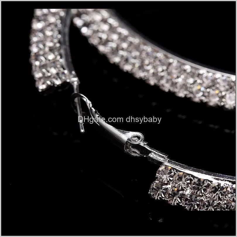 rhinestone crystal large hoop earrings ab rhinestones round circle earrings delicate big hoops fashion jewelry for women