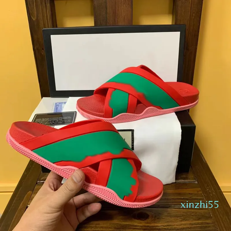 Luminous Herr Dam Tofflor Designer Gummi Slides Sandal Platt bokstav Mode Skor Beach Flip Flops 36-45