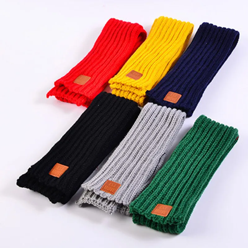 Q Baby Scarves Neckerchief Solid Color Knitting Wool Neck Warmer New Winter Scarf For Kids Soft Knitted Boys Girls Winter Scarf