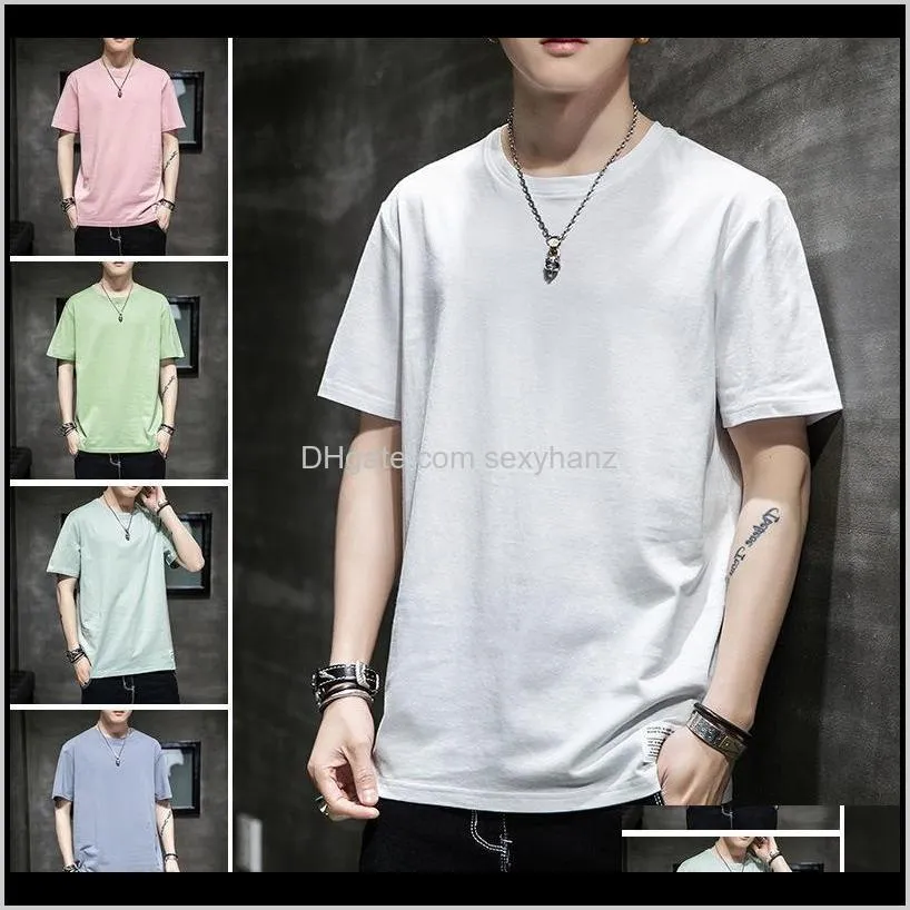 T-shirts T-Shirts S Kleidung Kleidung Drop Lieferung 2021 Kurzer Mens Halbhülse Marke Koreanische Mode Hong Kong-Stil Gefälschte Zwei T-Shirt Rosa Obermaterial