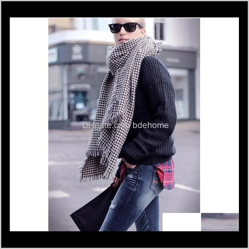 female air conditioning large cape dual black and white houndstooth scarf ultralarge yarn female long thick 200*80cm