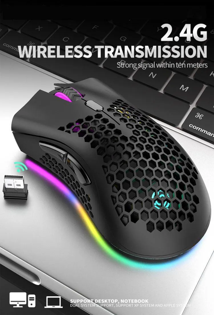 Sensor Click Mouse Silent Click Wireless Gaming Mouse - 2.4G, 3 DPI Levels, RGB, USB ...