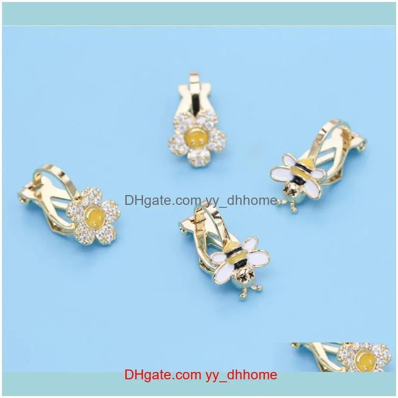 hot selling trend cute bee flower ear bone clip jewelry women personality luxury 18k gold plated shiny zircon no pierced earrings