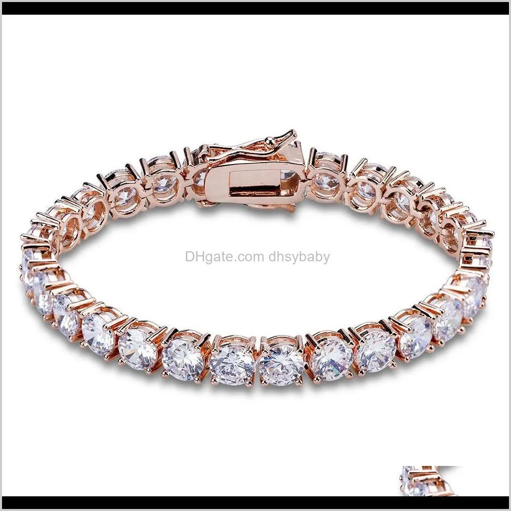 luxury designer mens bracelets hip hop jewelry diamond tennis bracelet iced out hiphop bling bangles luxury charm rapper gold silver