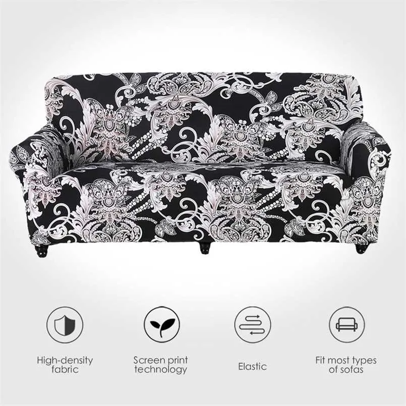 Sofa Cover Spandex Fit Sectional and Corner Couch for Living Room Geometric Printed housses de canapés 211116