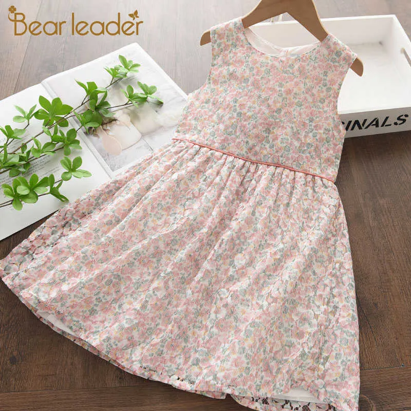 Bear Leader Girls Floral Sweet Dresses Summer Kids Flowers Costume Children Casual Vestidos Princess Clothes 3-8Y 210708