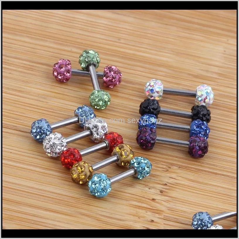 crystal ferido ball tragus cartilage ear studs rings barbell piercing jewelry 1.2*6*3.5mm lip nose bar