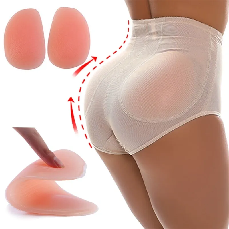 Women's Fake Butt Silicone Hip Pad Control Panties Seamless Mid-waist Butt Lifter Hip Enhancer Sexy Underwear Body Shaper 210402