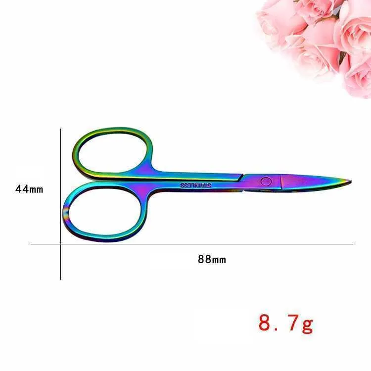 Rainbow Professionale Colore Rainbow Acciaio inossidabile Sopracciglio Tweezer Sopracciglio Mini Forbici Clip Viso antistatico Attrezzo per capelli Attrezzo