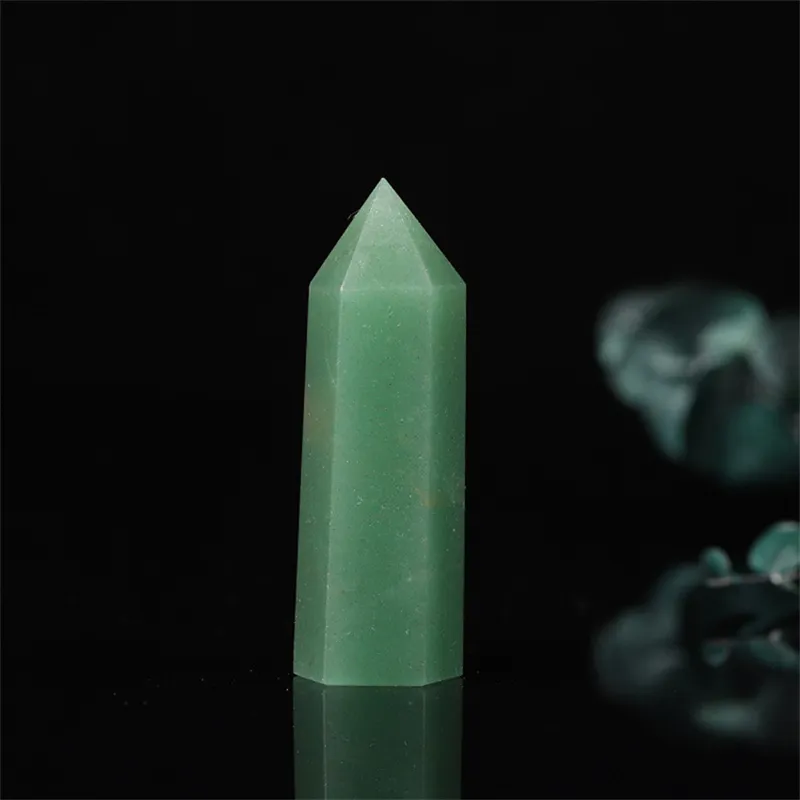 Natuurlijke Dongling Jade Raw Stone Gepolijste Hexagonal Single Punte Energy Crystal Column Home Office Feng Shui Sieraden Gift