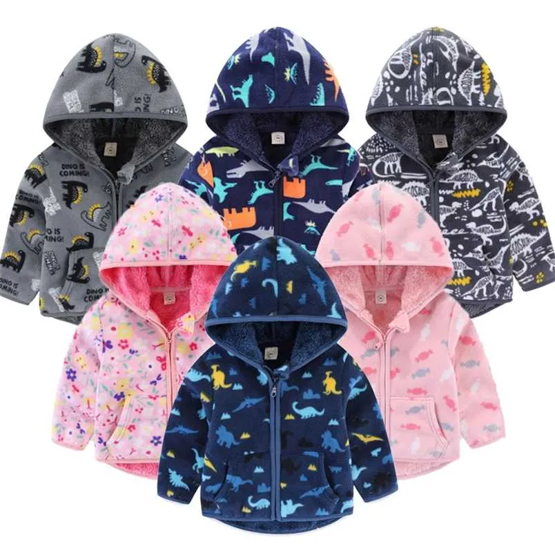 Baby Autumn Clothes Long Sleeved Cartoon Fleece Jacket 2t-6t Children Winter Warm Tops Boys Girls Sweater Outfit 211011