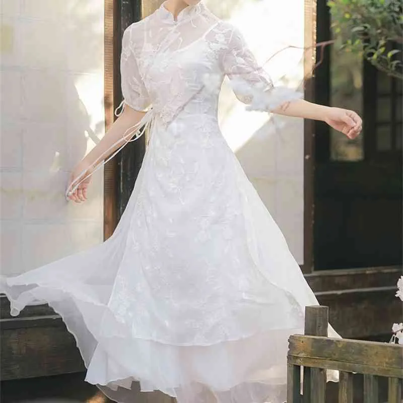 Elegant White Fit And Flare Dress, Summer Embroidery... From Bai03, $40.9  In Bulk | DHgate.Com