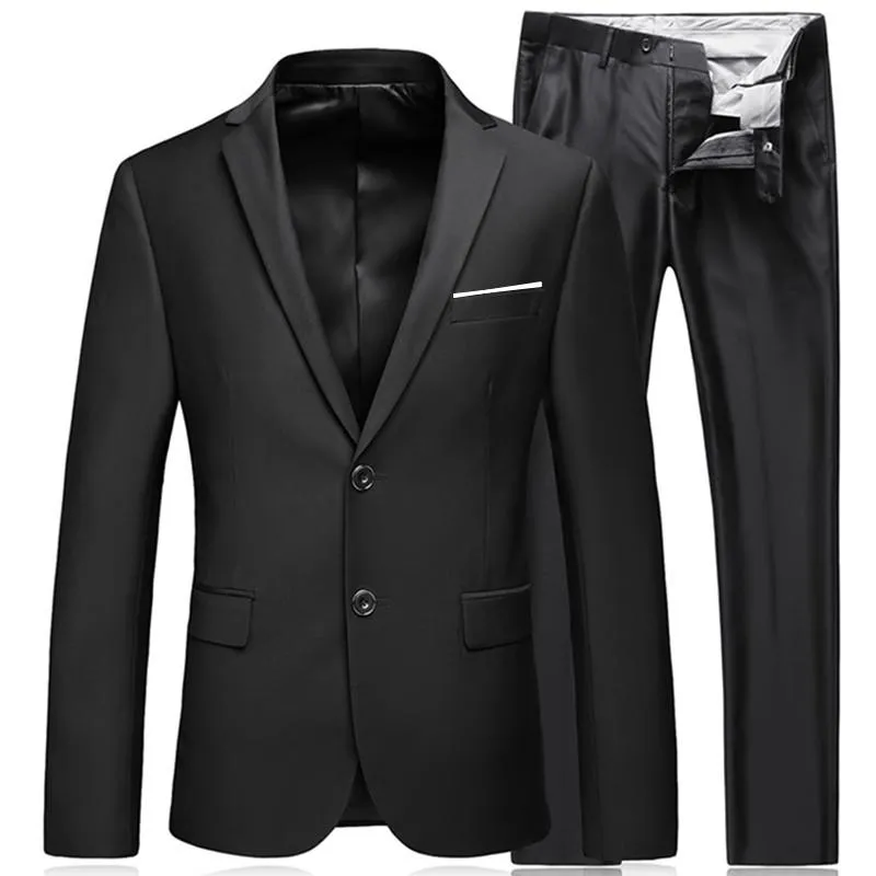 Mäns kostymer Blazers Trevlig Business Högkvalitativ Gentleman Black 2 Piece Suit Set / Coat Jacket Pants Classic Trousers