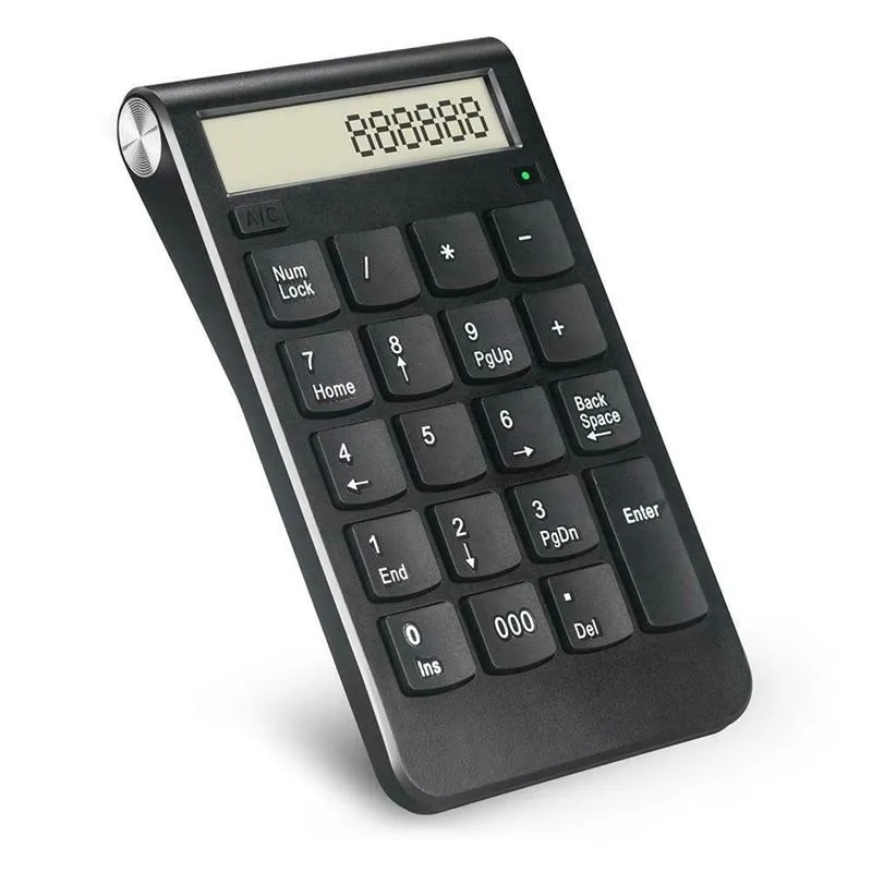 En 1 2.4 g de teclado numérico inalámbrico con calculadora de pantalla LCD para computadora portátil PC Finanzas de computadora / teclados contables
