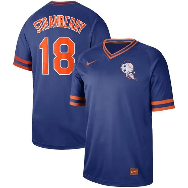 Custom Mens Mets 18 Darryl Strawberry Mitchell New York & Ness Royal