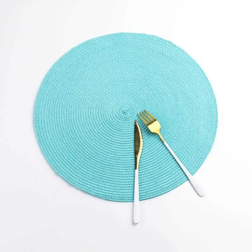 Round Woven Placemats Heat Resistant Wipeable Placemat non-slip Washable Kitchen Place Mats Hand-Woven Rattan Placemats ZYY641