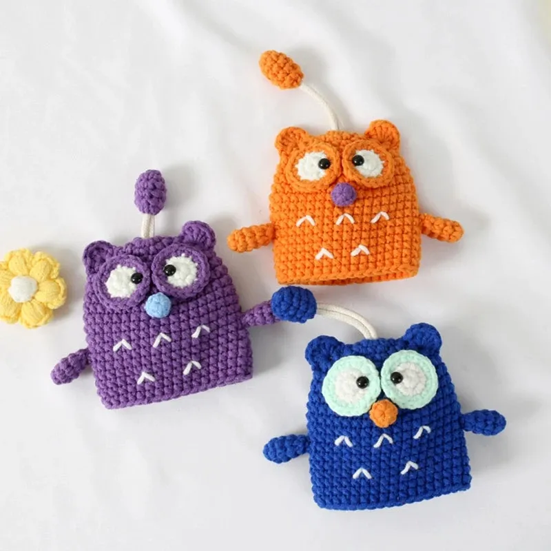 Cute Owl Unisex Pull Type Key Bag Hand Knitting Key Wallets Housekeepers Car Key Case New Knit Keychain Pouch