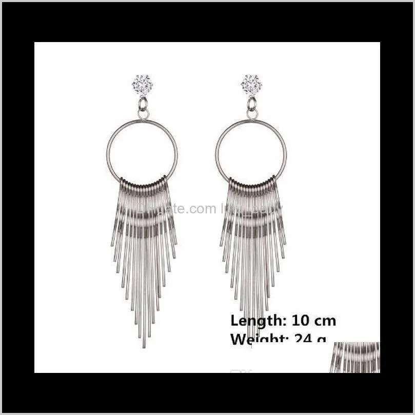 Gorgeous Womens Tassel Earrings Gold/Silver Tone CZ Crystal Hanging Earrings Gift Jewelry For Her Tassel Dangle Earrings