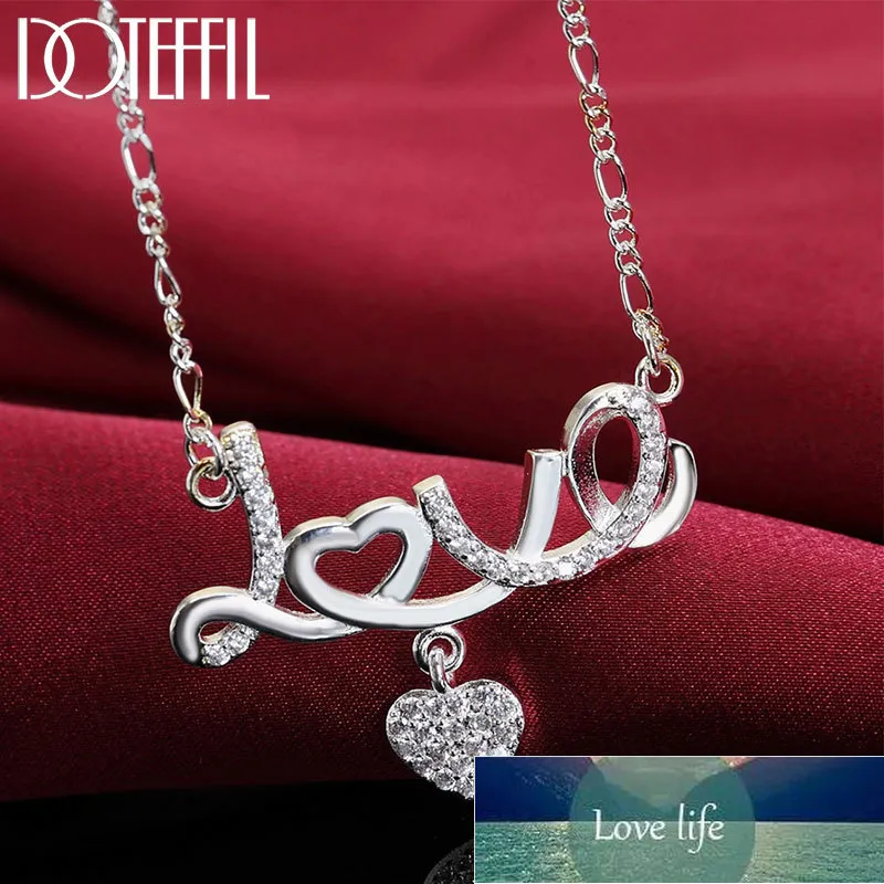 Doteffil 925 sterling silver 18 tum aaa zircon hjärtformad kärlek hänge halsband för kvinnor mode bröllopsfest charm smycken fabrik pris expert design kvalitet