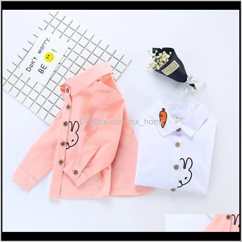 linling new children`s clothing for men and women baby rabbit embroidered long-sleeved cotton shirt korean version p726 210305