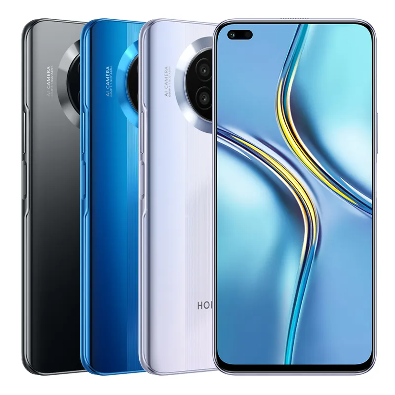 Téléphone portable d'origine Huawei Honor X20 5G 6 Go de RAM 128 Go de ROM MTK Dimensity 900 Octa Core Android 6.67 "Plein écran 64.0MP OTG 4300mAh Face ID Fingerprint Smart Cellphone