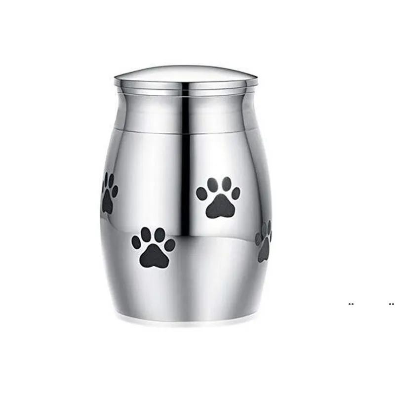 Cat Carriers Crates Houses Small Cremation Urn för Pet Ashes Mini Keepsake Rostfritt Stål Minnesmärke Urns Hundar Katter Hållare RRE10845