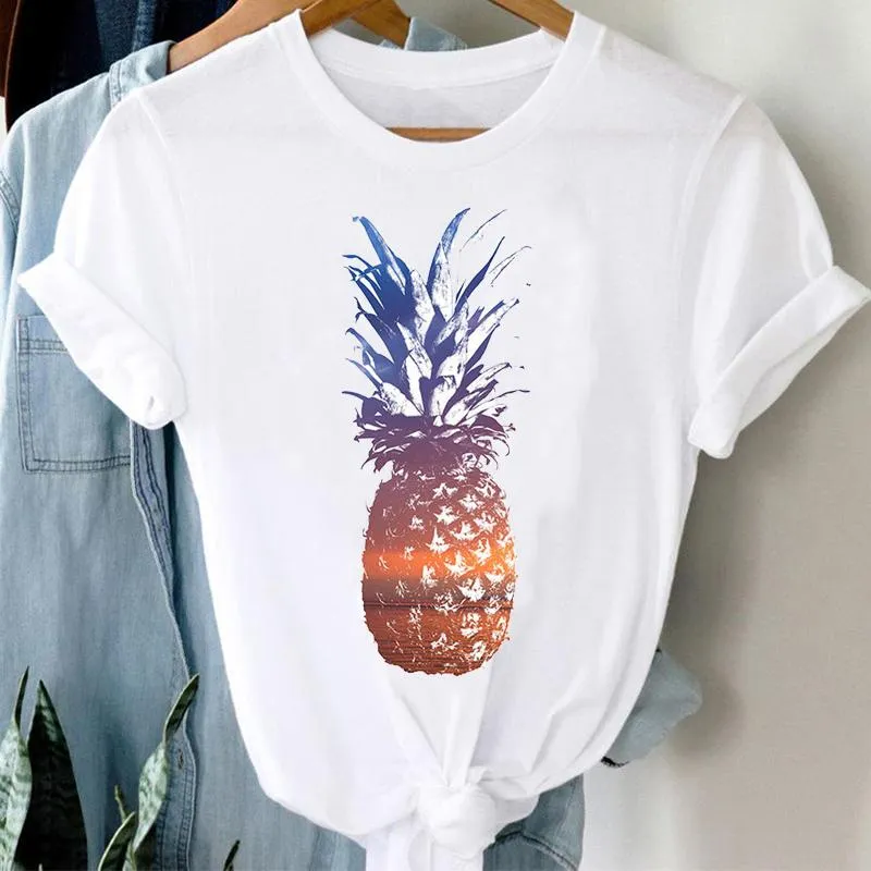 Koszulki Kobiety 90. Pineapple Beach Owoce Mody Ladies Wiosna Letnie Ubrania Stylowa Tshirt Top Druku Drukuj Dziewczyna Tee T-shirt Kobiety