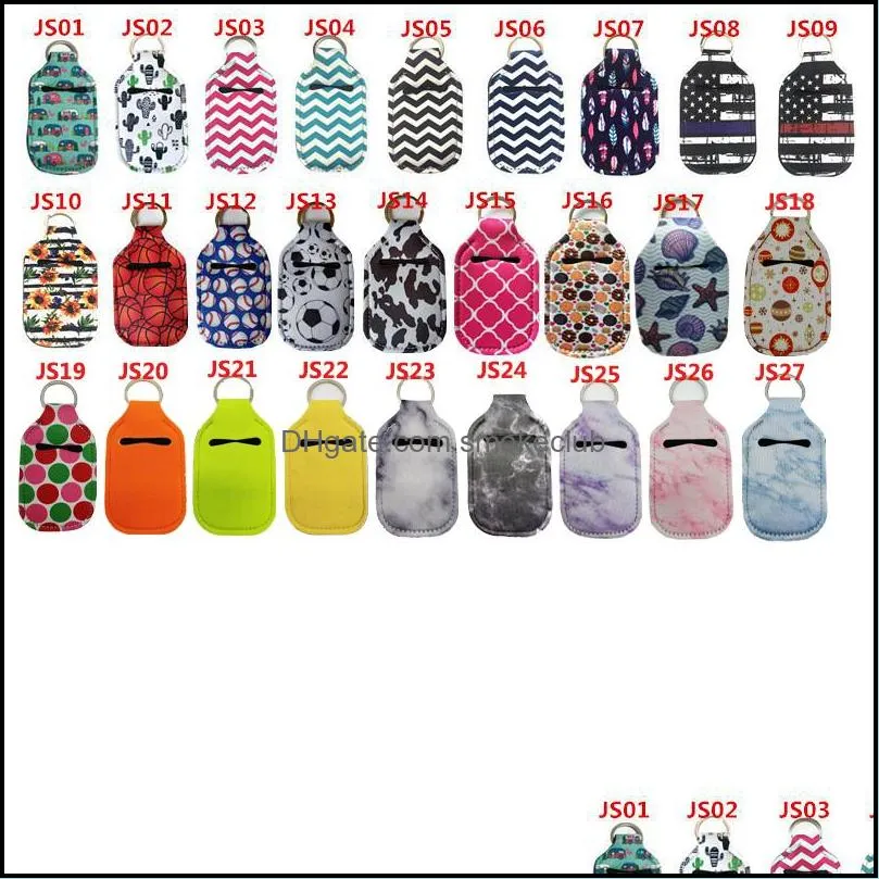 30ml Hand Sanitizer Holder Keychain Party Favor Mini Bottle Cover Square 195 Colors