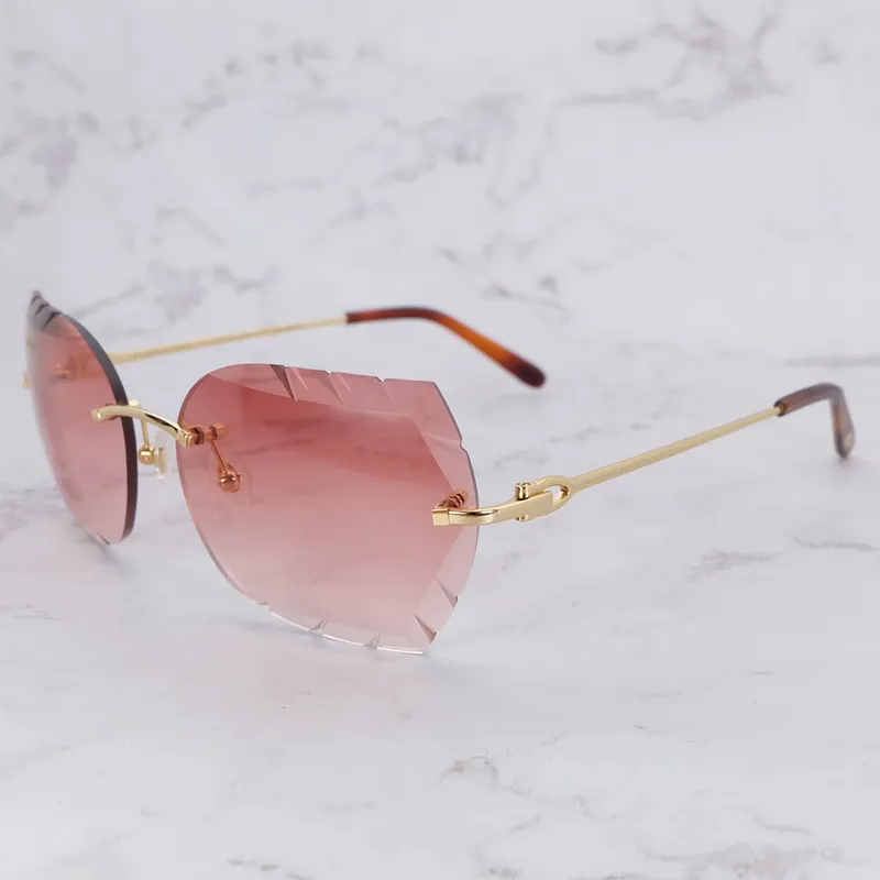 Rimless Oversized Unisex Sunglasses with Golden Alloy Frame  display picture 1