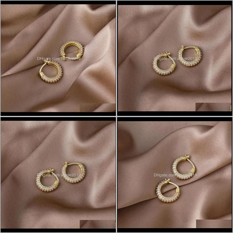 lovoacc minimalist bling cz zircon hoop earrings for women femme gold color brass circle geometric statement earrings pendientes