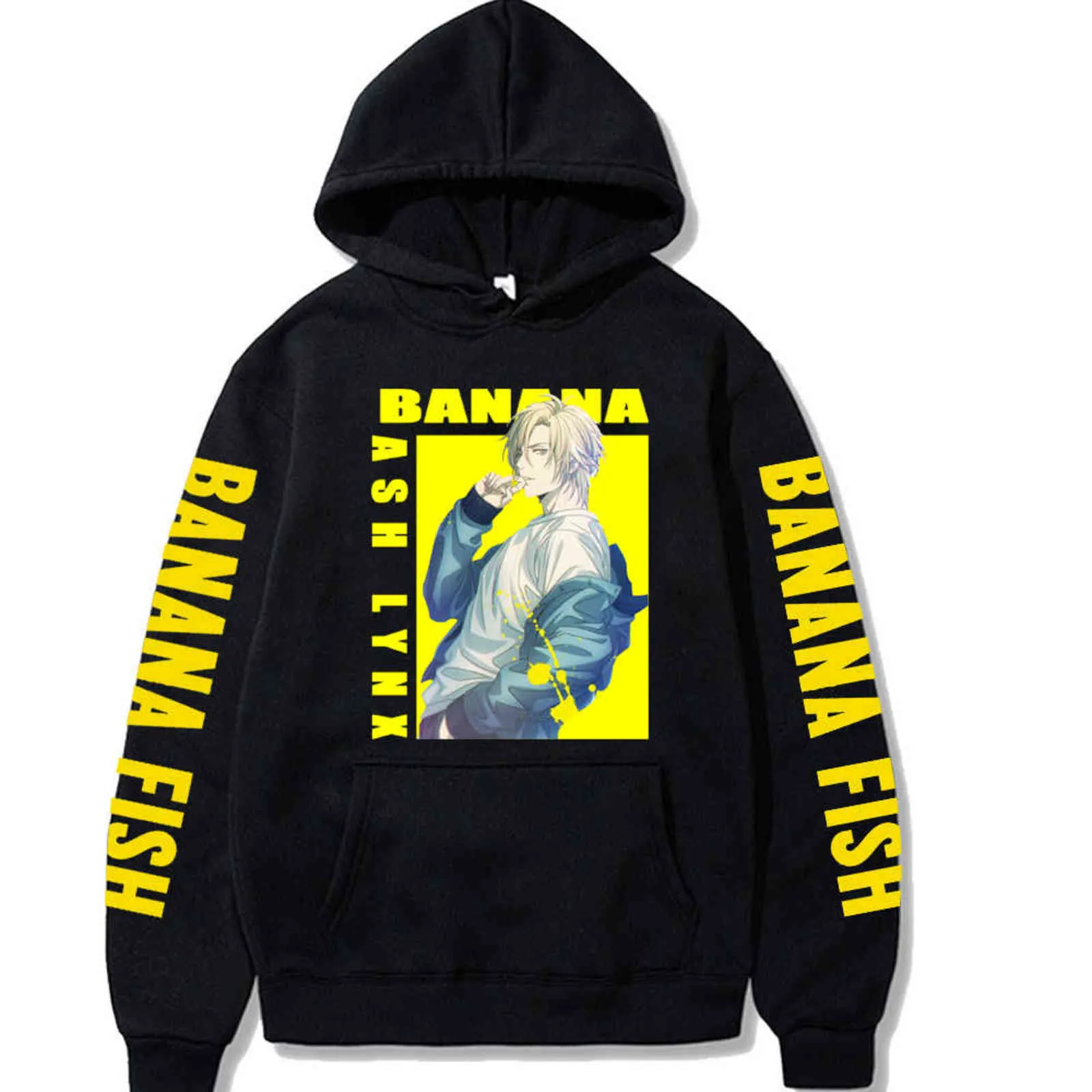 2021 Halloween Banana Fish Print Hoodie Sweatshirt Unisex Loog Sleeve Pullover Autumn Winter Sudadera Men Women Y211118