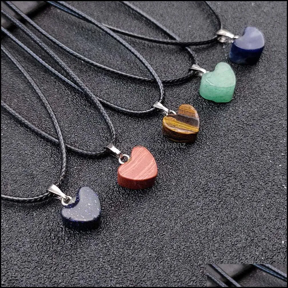 irregular Heart Chakra Pendant Healing Crystal Stone Quartz Necklaces Jewelry Fashion Women MEN Energy pendants Rope Chain Wholesale