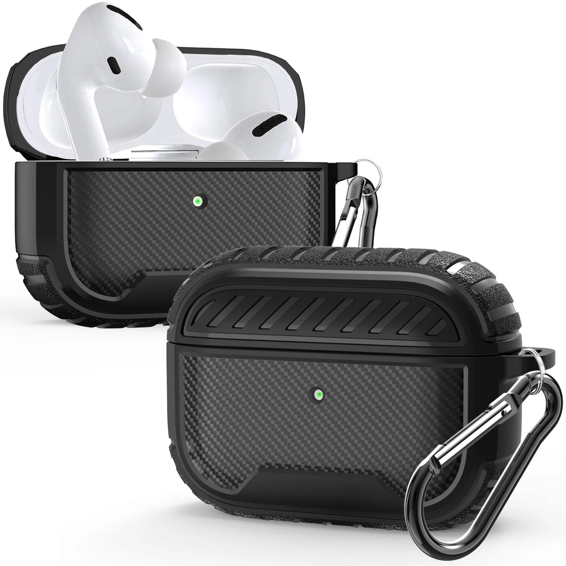 Armadura projetada para AirPods Pro Case Acessórios de fone de ouvido Tampa protetora à prova de choque de corpo inteiro com chaveiro