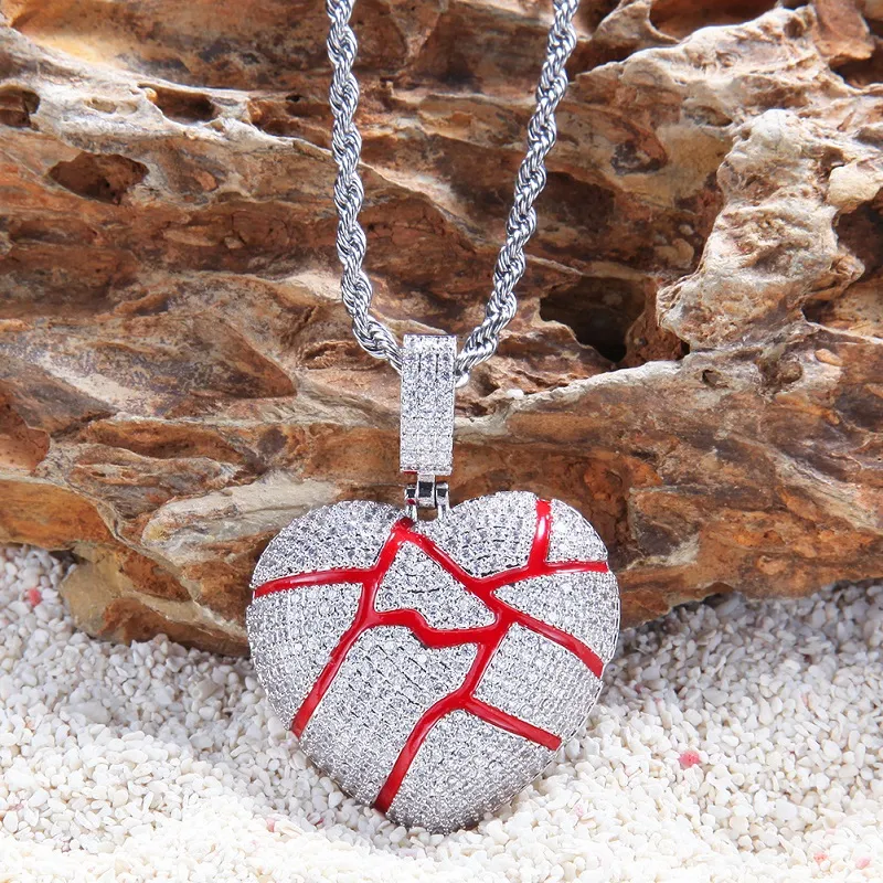 New Fashion Hip Hop Broken Heart Broken Heart Pendant For Men Iced