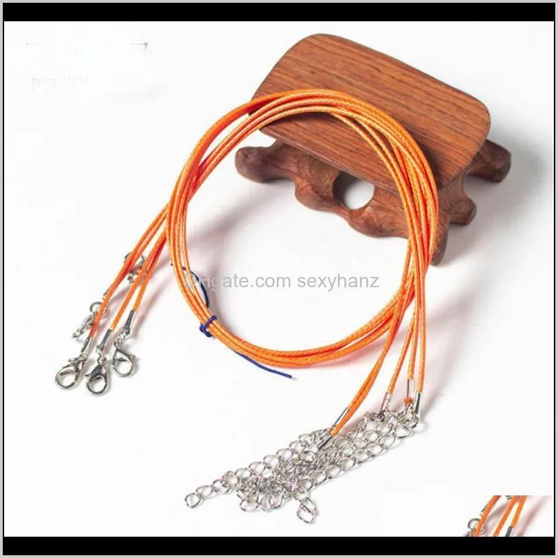 Kedjor halsband hängar släpp leverans 2021 1dot5mm bomullsvaxad sladd flätad rep strängkedjhalsband med hummerlås diy smycken ma