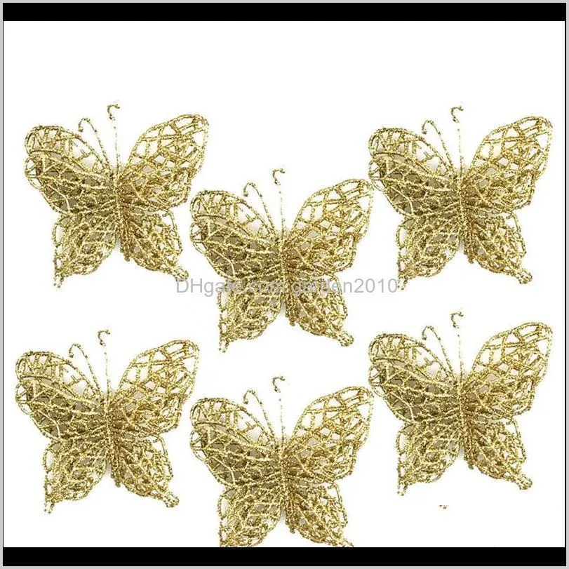 6 pcs christmas butterfly decorations 3d christmas tree ornaments wedding party decorations crafts gift for child 11.11