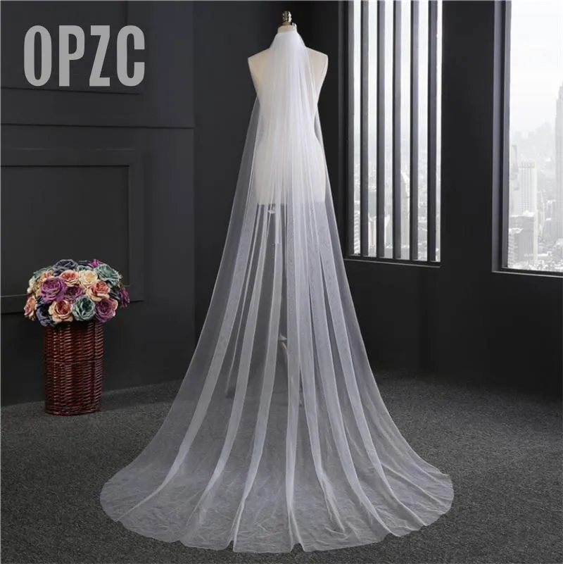 Bridal sluiers mode 1 layer tull eenvoudig mooie 300cm lange bruiloft sluierblusher voile mariage cut edge mousseline met kam