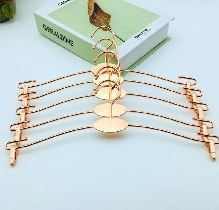 Rose Gold Metal Clothes Hanger with Clothespins Clip Bra Underwear Lingerie Panties Drying Rack Hanger Hook