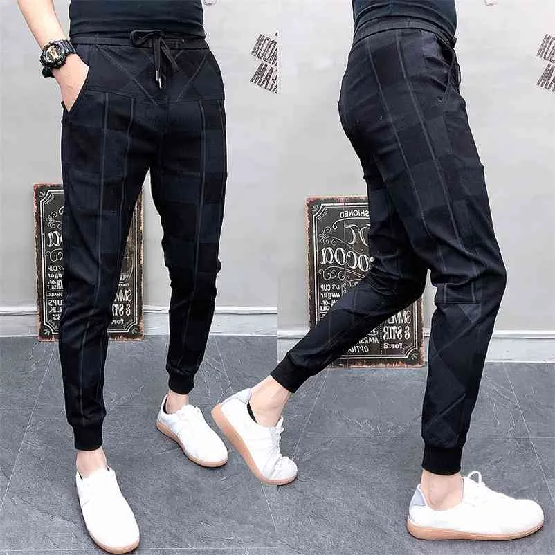 Autum Herren Jogger Hosen Hip Pop Casual Bleistift Hose Jogginghose Hosen Streetwear Plaid Schwarz Harem Hose Plus Größe 210723