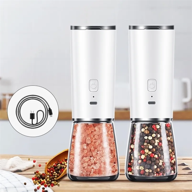 Electric Pepper Grinder Spice Mill Automatic Gravity Induction Salt and Adjustable Coarseness High Capacity 220311